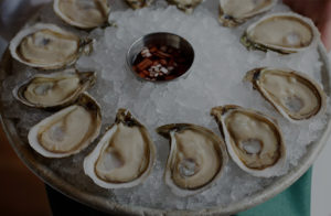 delicious oysters on ice