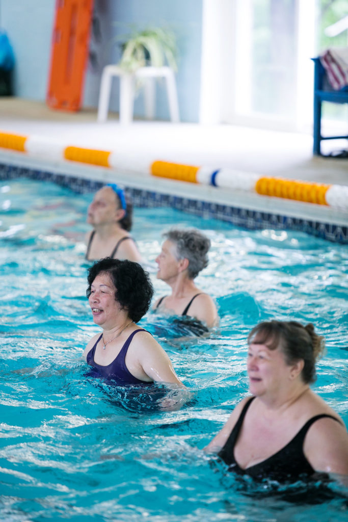 seniors participate in aqua fitness