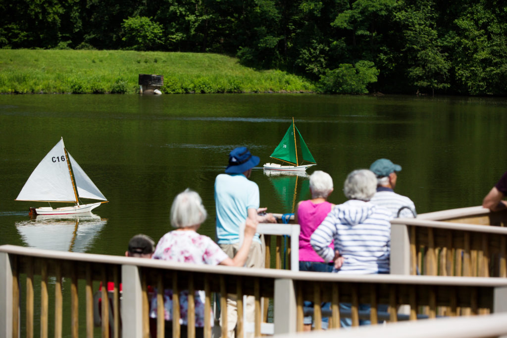 residents watching sailboats