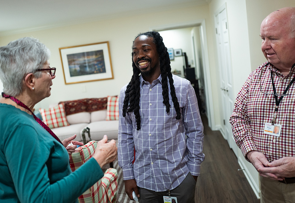 collington staff talking to residents