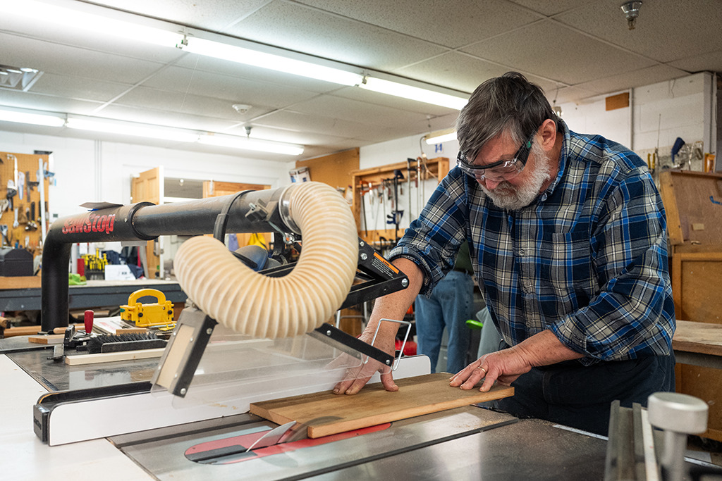 collington resident working in wood shop