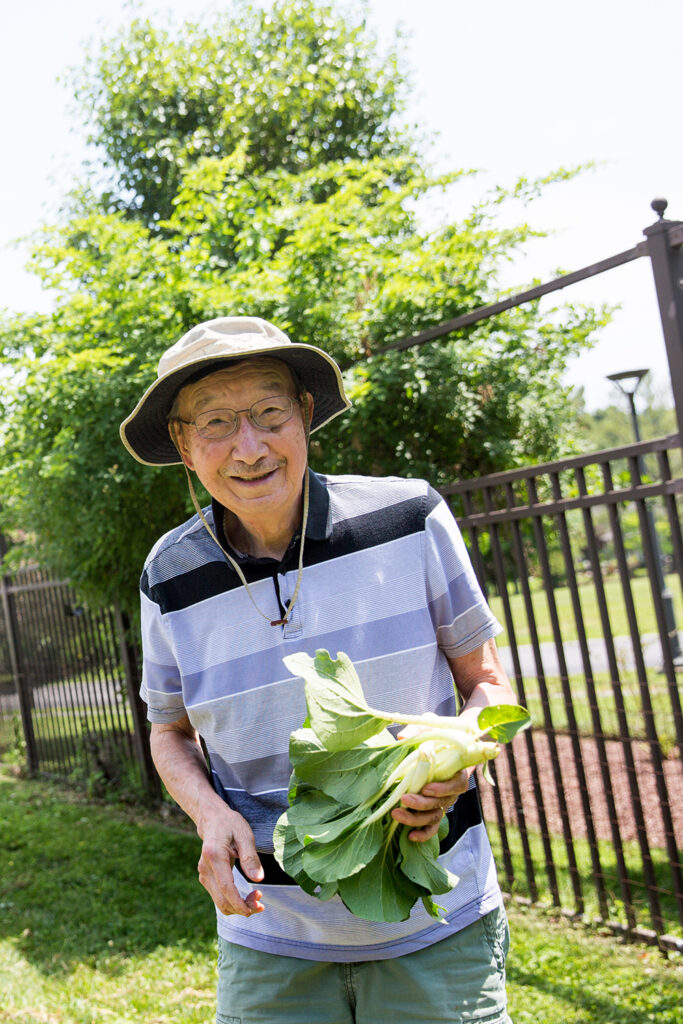 Collington resident gardening